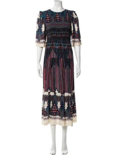Pre-owned Ba&sh Printed Long Dress In Blue