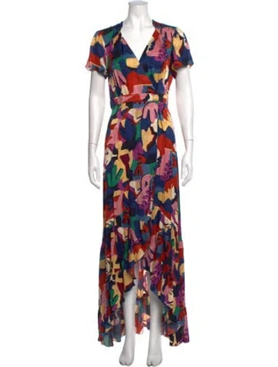 Pre-owned Ba&sh Printed Long Dress In Blue