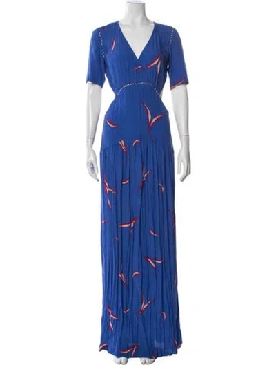 Pre-owned Ba&sh Printed Long Dress In Blue