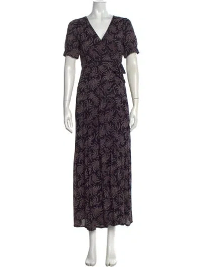 Pre-owned Ba&sh Printed Long Dress In Blue