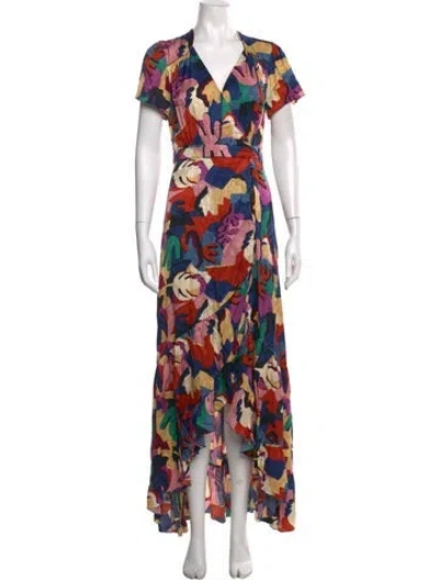 Pre-owned Ba&sh Printed Long Dress In Blue
