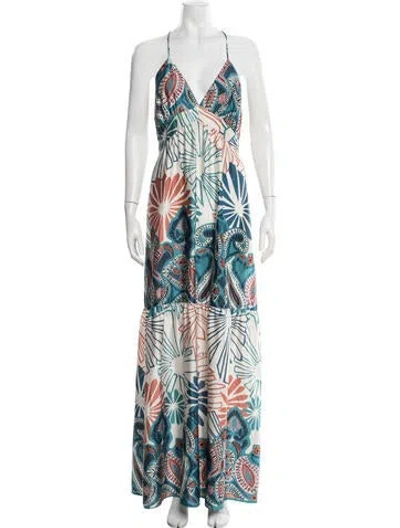 Pre-owned Ba&sh Printed Long Dress In Blue