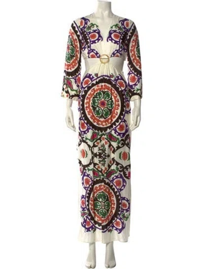 Pre-owned Ba&sh Printed Long Dress In Multi