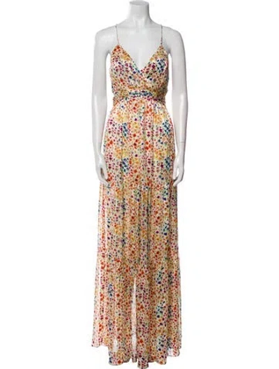 Pre-owned Ba&sh Printed Long Dress In Multi
