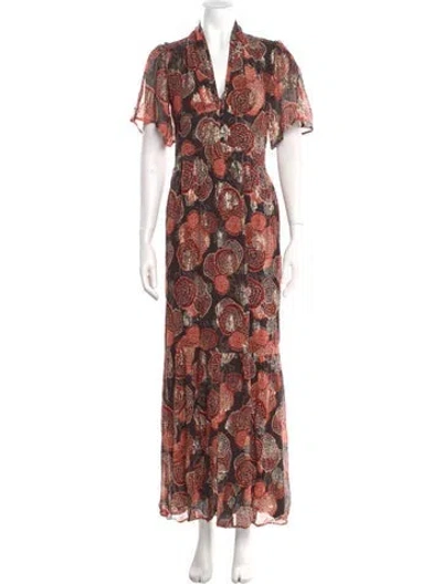 Pre-owned Ba&sh Printed Long Dress In Multi