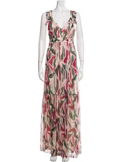 Pre-owned Ba&sh Printed Long Dress In Multi