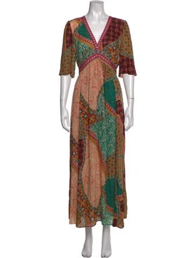Pre-owned Ba&sh Printed Long Dress In Multicolor