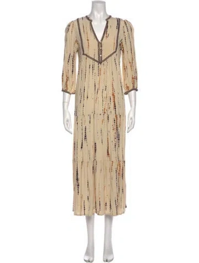 Pre-owned Ba&sh Printed Long Dress In Neutral