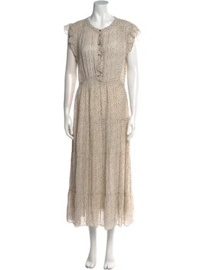 Pre-owned Ba&sh Printed Long Dress In Neutral