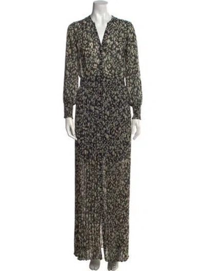 Pre-owned Ba&sh Printed Long Dress In Neutral