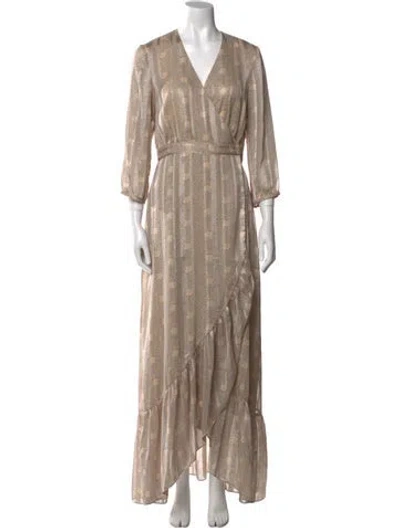 Pre-owned Ba&sh Printed Long Dress In Neutral