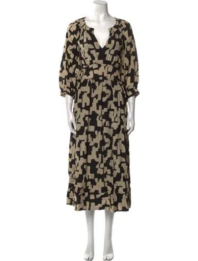 Pre-owned Ba&sh Printed Long Dress In Neutral