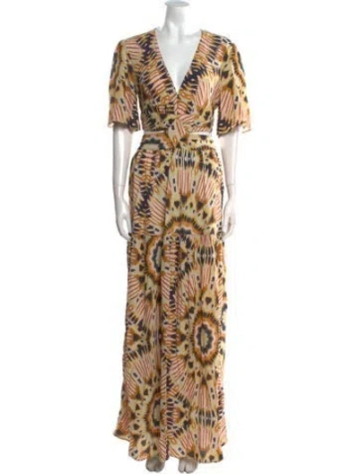 Pre-owned Ba&sh Printed Long Dress In Neutral
