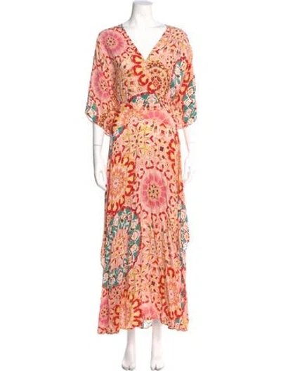 Pre-owned Ba&sh Printed Long Dress In Neutral