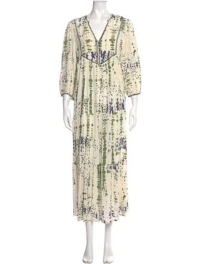 Pre-owned Ba&sh Printed Long Dress In Neutral