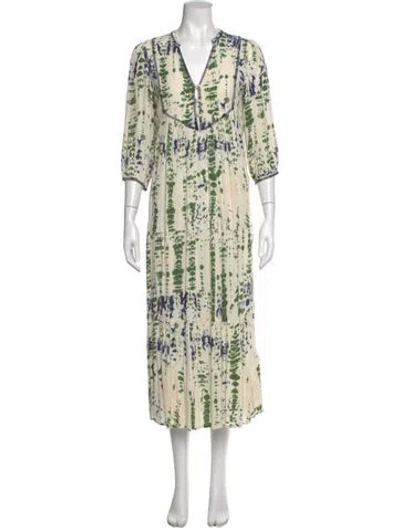 Pre-owned Ba&sh Printed Long Dress In Neutral