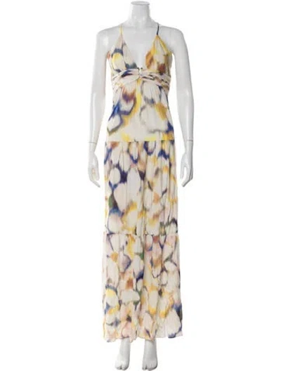 Pre-owned Ba&sh Printed Long Dress In Neutral