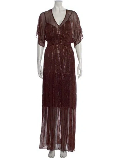 Pre-owned Ba&sh Printed Long Dress In Neutral