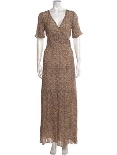 Pre-owned Ba&sh Printed Long Dress In Neutral
