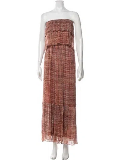 Pre-owned Ba&sh Printed Long Dress In Neutrals