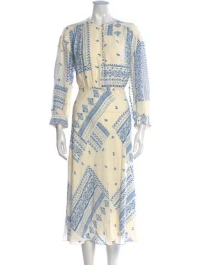 Pre-owned Ba&sh Printed Long Dress In Neutrals