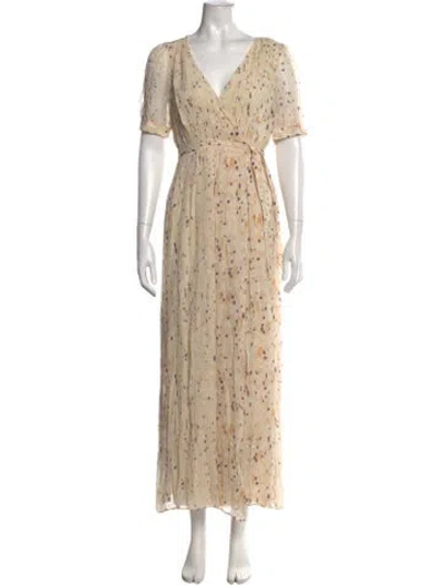 Pre-owned Ba&sh Printed Long Dress In Neutrals