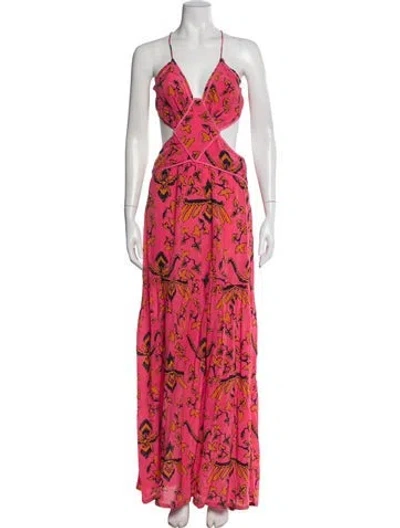 Pre-owned Ba&sh Printed Long Dress In Pink