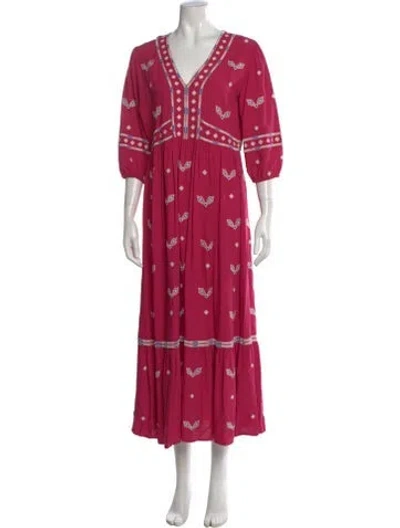 Pre-owned Ba&sh Printed Long Dress In Pink