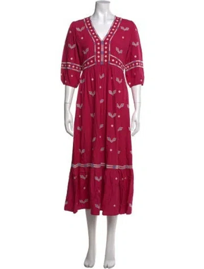 Pre-owned Ba&sh Printed Long Dress In Pink