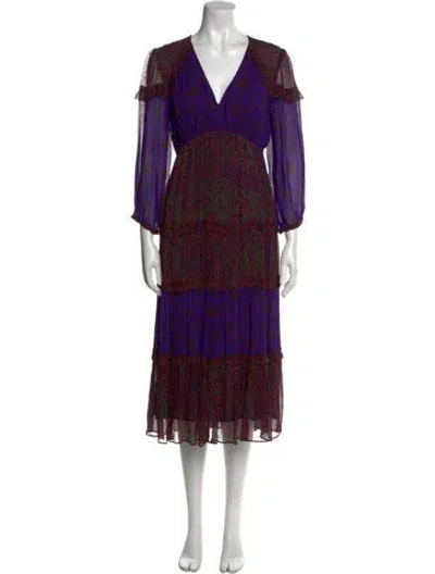 Pre-owned Ba&sh Printed Long Dress In Purple