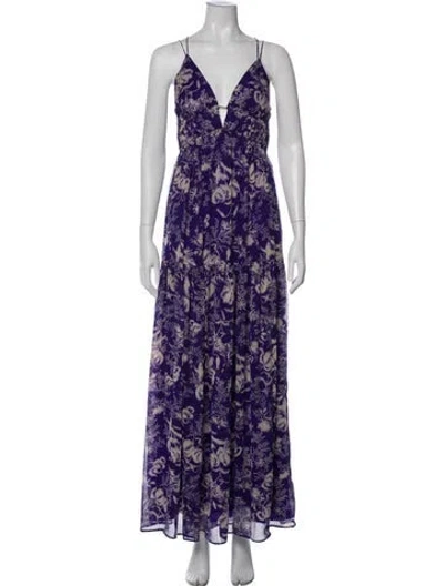 Pre-owned Ba&sh Printed Long Dress In Purple