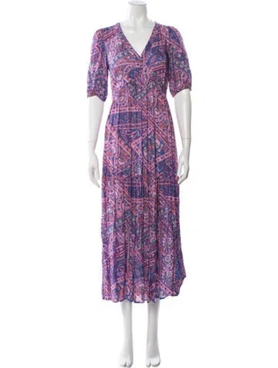 Pre-owned Ba&sh Printed Long Dress In Purple