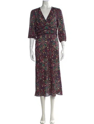 Pre-owned Ba&sh Printed Long Dress In Purple