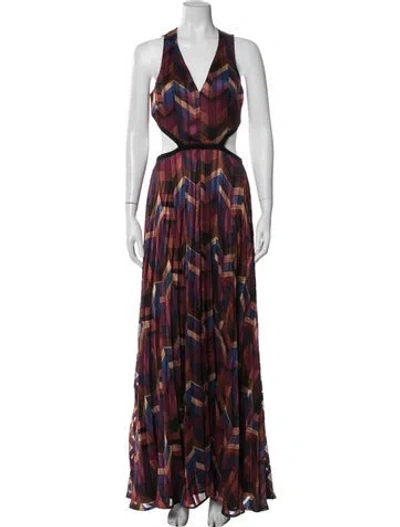 Pre-owned Ba&sh Printed Long Dress In Purple