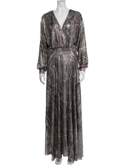 Pre-owned Ba&sh Printed Long Dress In Purple