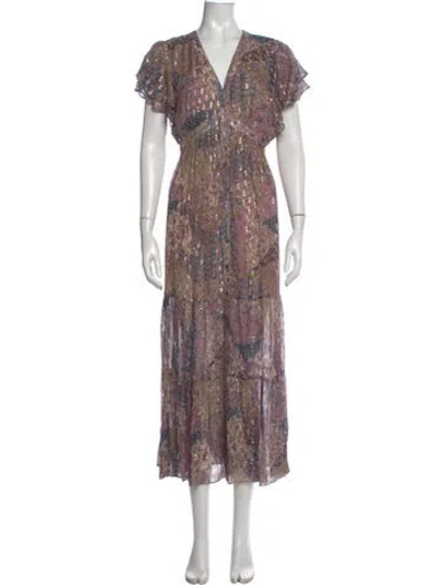 Pre-owned Ba&sh Printed Long Dress In Purple