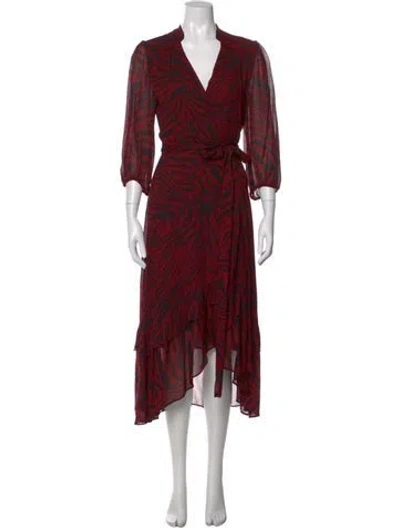 Pre-owned Ba&sh Printed Long Dress In Red