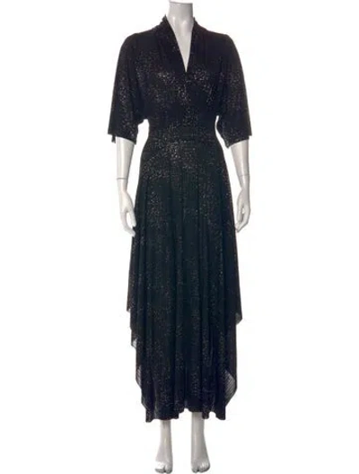 Pre-owned Ba&sh Printed Long Dress W/ Tags In Black