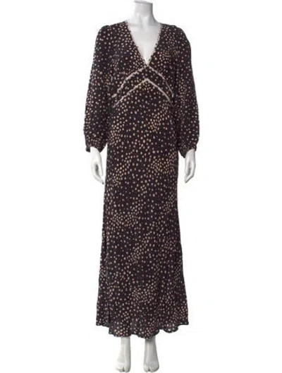 Pre-owned Ba&sh Printed Long Dress W/ Tags In Black
