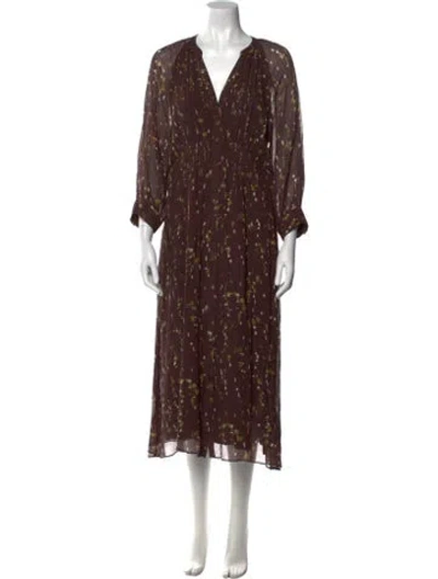 Pre-owned Ba&sh Printed Long Dress W/ Tags In Brown