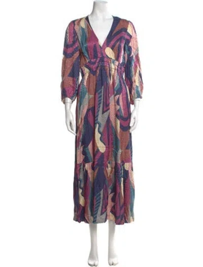 Pre-owned Ba&sh Printed Long Dress W/ Tags In Brown