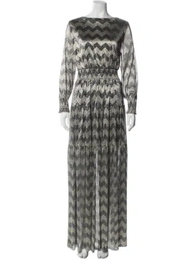 Pre-owned Ba&sh Printed Long Dress W/ Tags In Gray