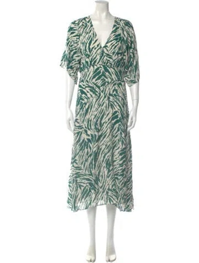 Pre-owned Ba&sh Printed Long Dress W/ Tags In White