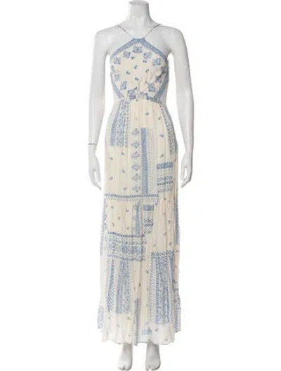 Pre-owned Ba&sh Printed Long Dress W/ Tags In White