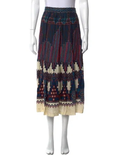 Pre-owned Ba&sh Printed Long Skirt In Blue