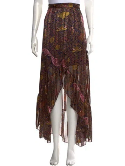 Pre-owned Ba&sh Printed Long Skirt In Blue