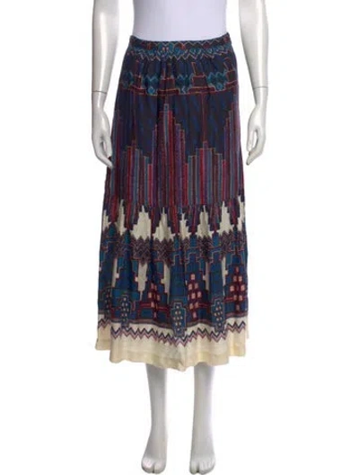 Pre-owned Ba&sh Printed Long Skirt In Blue