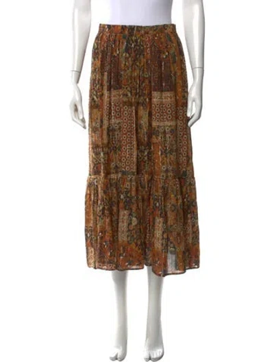 Pre-owned Ba&sh Printed Long Skirt In Brown