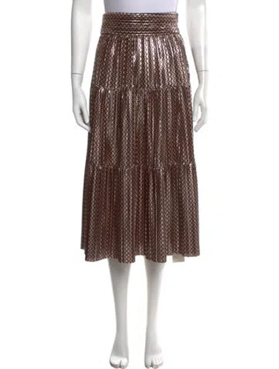 Pre-owned Ba&sh Printed Long Skirt In Gold