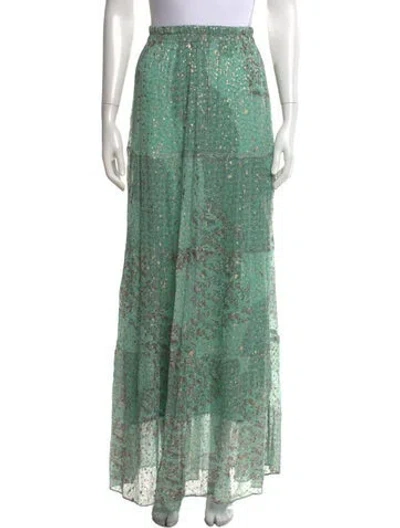 Pre-owned Ba&sh Printed Long Skirt In Green